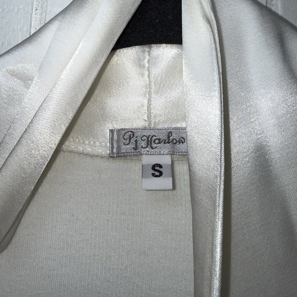 Pj Harlow Women’s Shelby Cardigan Robe Satin Trim Ivory White Size Small - Picture 4 of 5